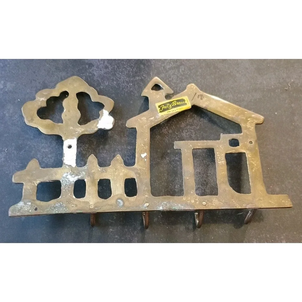 Vintage Brass Cottagecore Wall Key‎ Hook House Tree